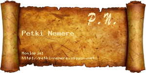 Petki Nemere névjegykártya